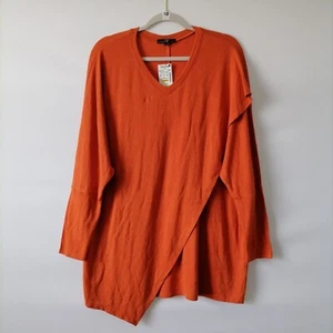 GB New York Women's Orange Long Sleeve V-Neck Knit Top Size Large - Picture 1 of 6