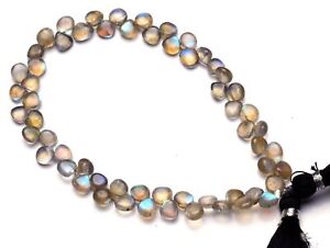 Regenbogenfeuer-Labradorit-Herz, 5,5 mm, glatte Perlen, 21,6 cm,...