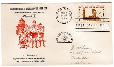 #1145 Boy Scouts 1960 FDC Mellone #55 Shawanogi Chapter See Reverse 1st Cachet - Image 1 of 2