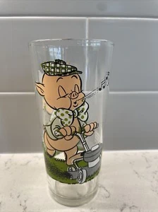 Porky & Petunia Pig Looney Tunes 1976 Drinking Glass Pepsi Collector Warner Bros - Picture 1 of 4