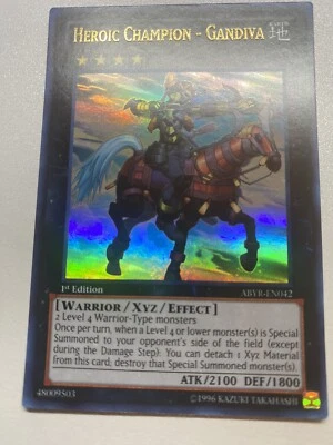 Yugioh Heroic Champion - Gandiva 1st Edition Ultra Rare ABYR-EN042 MP - Image 1 of 4