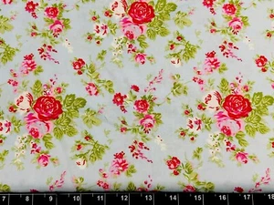 Tina Scrap 9"x21" Rose Garden Easter Floral Pink Flower Spring FABRIC COTTON - Picture 1 of 1