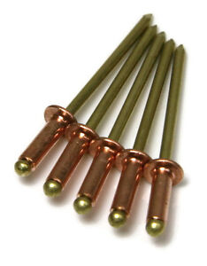 Copper Blind POP Rivet - 4-2 #42, Brass Mandrel 1/8" (0.020 - 0.125) QTY 50