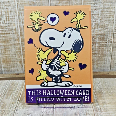 Tarjeta de felicitación Hallmark Halloween Snoopy naranja púrpura amor chistes malos Foto 1 de 4