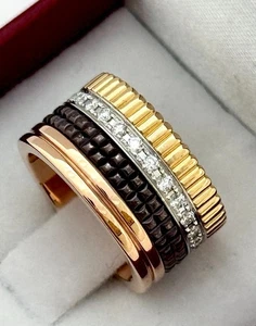 AUTH BOUCHERON QUATRE CLASSIQUE LARGE DIAMOND RING 18K, SIZE 51, RET USD $11,650 - Picture 1 of 16
