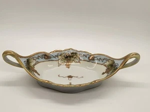 Vintage Nippon Moriage  Hand Painted Two Handle Porcelain Dish w/Grapes - Picture 1 of 19