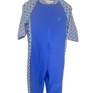 NWT Coolibar Youth Blue UPF 50 Suit S 5/6 Neck-to-Knee Surf Swimsuit NWT - Picture 1 of 11