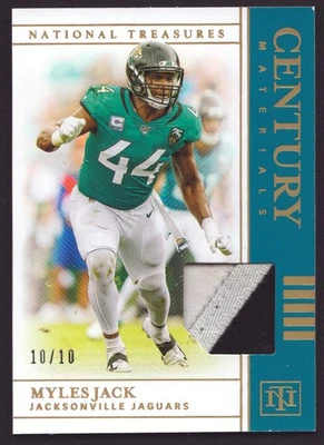 Myles Jack 2019 National Treasures Century Materials GOLD GAME USED PATCH 10 /10 - Image 1 of 2