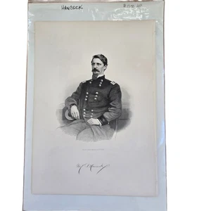 Antique Civil War Winfield Scott Hancock Engraving from a Photo by Mathew Brady - Picture 1 of 7