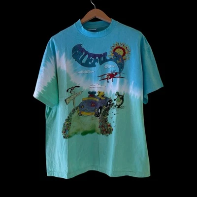 RARE Vintage 90s REPRINT Grateful Dead Spring Tour Liquid Blue AOP T-Shirt XL - image 1 of 4