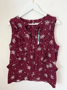 Red Herring Burgundy Top with Stars & Floral Design Size 14 Brand New with Tags - Picture 1 of 7