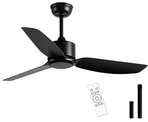 Black Ceiling Fan No Light with Remote Control, 40inch Indoor Outdoor Fans wi... - Picture 1 of 6