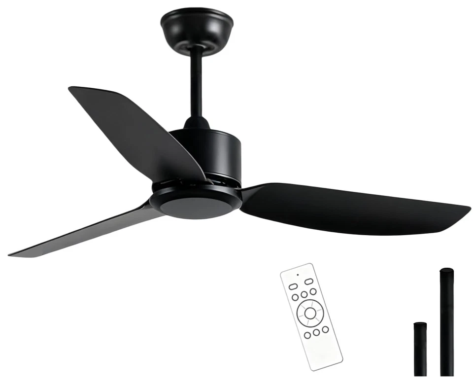 Black Ceiling Fan No Light with Remote Control, 40inch Indoor Outdoor Fans wi... - Image 1 of 4