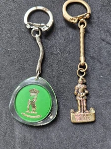 2p Warwick Castle England UK Souvenir Key Chains Acrylic Green, Metal Knight - Picture 1 of 7