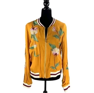 Chaqueta Bomber Elevenses Anthropologie Solsticio Pequeña Bordada Cremallera Talla Pequeña - Imagen 1 de 12