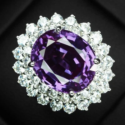 Graziosi anelli aureola fatti a mano in argento sterling 925 con spinello... - Immagine 1 di 4