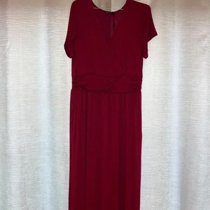 Chic Burgundy Short Sleeve Maxi Dress XL - Picture 1 of 11