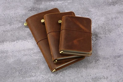 D&M LEATHER STUDIO Refillable Real Leather Journal Travelers Notebook Travel Diary with 3 Inserts