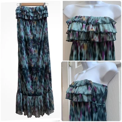 Eyelash Couture Watercolor Ruffle Trim Tube Dress Medium Ethereal Fairycore Boho - Image 1 of 4