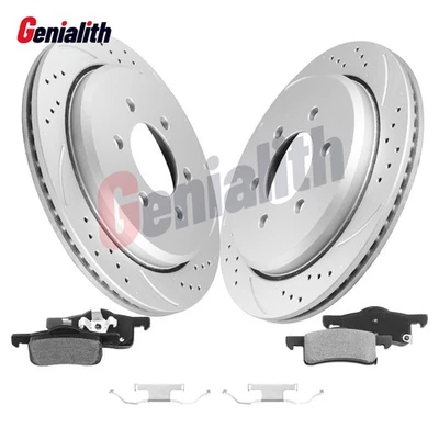 Rear Drilled Brake Rotors + Pads Kits for Lincoln Navigator 5.4L 2003 2004-2006 Foto 1 de 4
