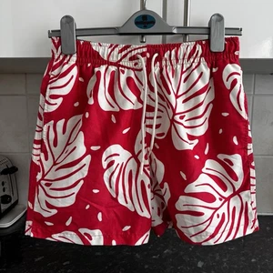 Marks & Spencer Orange & White Floral Swim Shorts Small - Picture 1 of 13