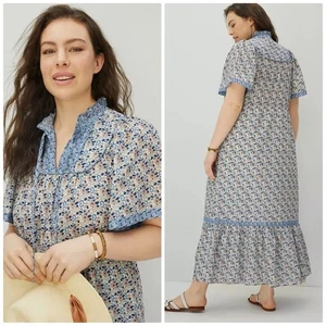 Anthropologie Othilia Titania Damen Volant Blumen Maxikleid Größe 1X - Bild 1 von 6