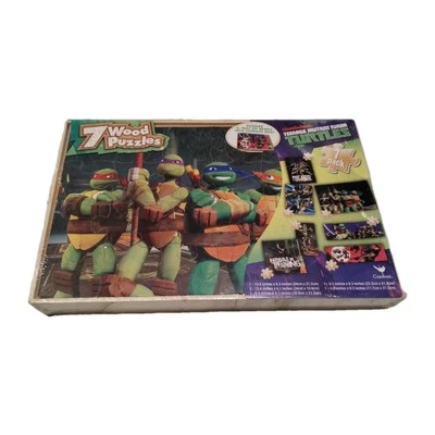 7 деревянных пазлов Teenage Mutant Ninja Turtles TMNT новые запечатанные - Изображение 1 из 3
