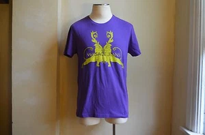 VERSACE JEANS COOL CREWNECK PURPLE GOLD DOUBLE LION LOGO PRINT T SHIRT S 50 M 46 - Picture 1 of 5