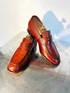 FRATELLI ROSSETTI TAN BROWN LEATHER DRESS PENNY LOAFERS MENS SIZE 8.5 ✨ - Picture 1 of 21