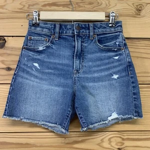 Gap Teen Jean Shorts 10 Sky High 5" Short Denim Stretch Raw Hem EUC B15 - Picture 1 of 7