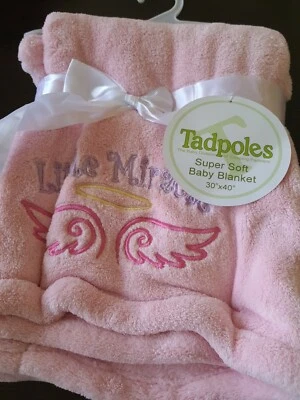 RENACUAJOS NUEVO CON ETIQUETAS ROSA ALAS DE ÁNGEL POLAR MANTA BEBÉ TALLA 30" X 40" PEQUEÑO MILAGRO Foto 1 de 4