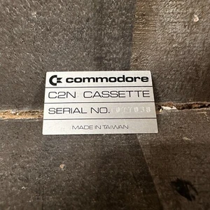 Commodore C2N Datasette Cassette -Serial # Plate Only - Picture 1 of 5