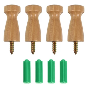4 Stück Holz Kleiderbügel Haken Wandgarderobe Wandmontage Aufhängehaken modern - Bild 1 von 11