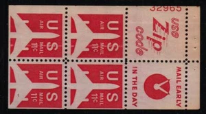 1971 AIRMAIL booklet pane Sc C78a carmine 11c MNH 60% plate no. 32965 - Picture 1 of 1