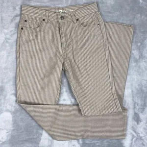 7 for All Mankind Girls 14 Tan Houndstooth Print Embroidered Pocket Jeans Pant - Picture 1 of 10