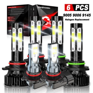 LED Headlights + Fog Light 6x Bulbs for 2003 2004 2005 2006 GMC Sierra 1500 3500 - Foto 1 di 20