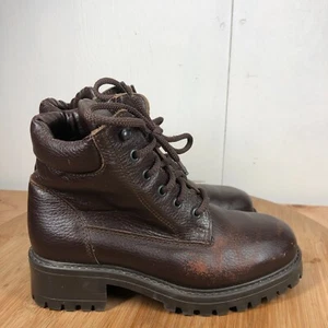LL Bean Boots Womens 7.5 M Brown Leather Block Heel Wool Lined Hiking Casual - Picture 1 of 14