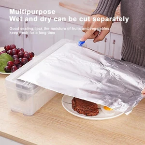 Kitchen Cling Wrap Foil Dispenser Sealing Film Cutter Adjustable Storage Holder - Picture 1 of 8