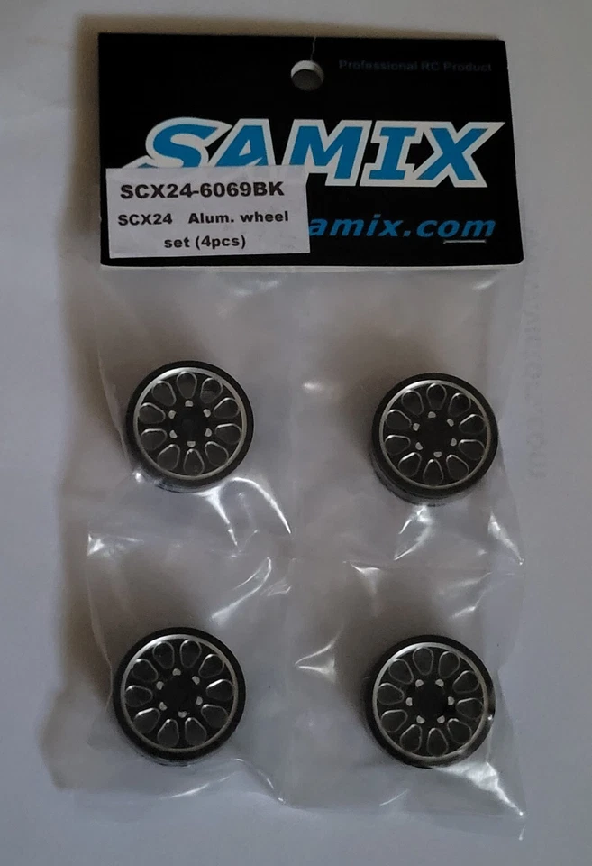 Samix SCX24 Aluminum 1.0" Wheel Set ~ BLACK (4) ~ SAMSCX24-6069-BK ~ NIP NOS - Image 1 of 1