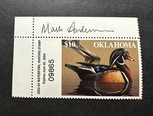 WTDstamps - 2003 OKLAHOMA - State Duck Stamp - Mint OG NH **ARTIST SIGNED** - Picture 1 of 2