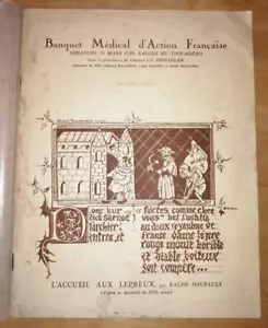 MAURRAS DAUDET FRANZÖSISCHE AKTION MENÜ DES MEDIZINISCHEN BANKETTS VON 1919 IM TROCADERO - Bild 1 von 5
