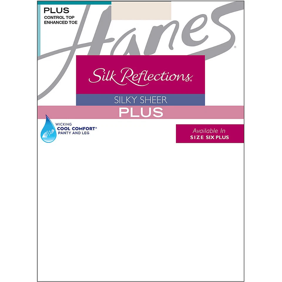 Hanes Silk Reflections Pantyhose One Plus Control Top Silky Sheer Pearl 00P16