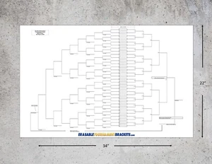 22 x 34 64 PLAYER DOUBLE ELIMINATION TOURNAMENT BRACKET CHART - BLIND DRAW - Picture 1 of 5