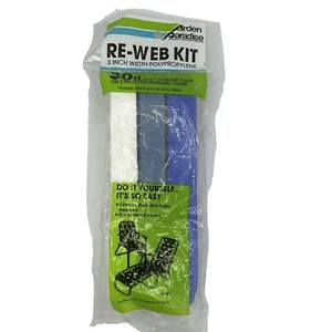 Arden Paradise blau & weiß Streifen Re-Web Kit Rasen Stuhl Gurtband 30' x 3" breit - Bild 1 von 5