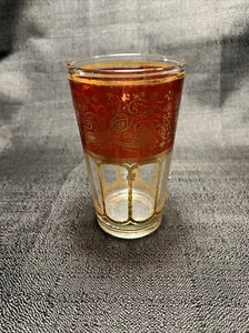 Korean Art Glass Bar Ware Juice Tumbler Gold Stencil & Foil - Picture 1 of 9