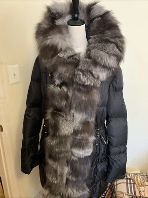 NWT Gorski Apres - Ski Made In Italy Real Fur Trim Jacket Black Color XL - Image 1 of 4
