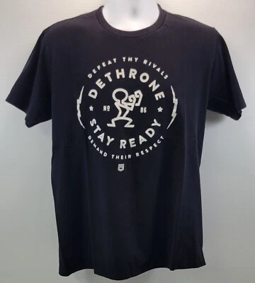 DA) Dethrone Royalty Men Logo Stay Ready Black Large Cotton T-Shirt - Image 1 of 4