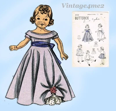 1940s Vintage Butterick Sewing Pattern 4732 Cute 14in Little Girl Doll Clothes - Image 1 of 4