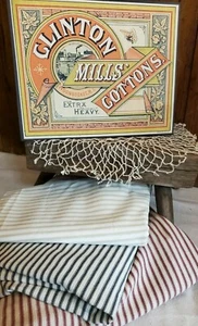 PRIMITIVE ANTIQUE VINTAGE STYLE ADVERTISE CLINTON MILL COTTON SEW FABRIC SIGN - Picture 1 of 10