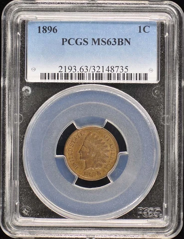 1896 1C Indian Cent - Type 3 Bronze PCGS MS63BN Cover